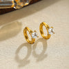Women's Gold Tone Geometric Square Zircon Stainless Steel Ear Clips With Spring Closure For Nonpierced Ears