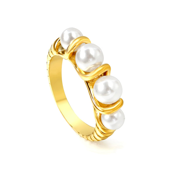Women's Gold Tone Geometric Stainless Steel Ring With Minimalist Electroplated Finish For Wholesale Jewelry