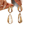 Women's Gold Tone Geometric Water Drop Earrings With Glossy Electroplated Finish And Stainless Steel Ear Posts Wholesale