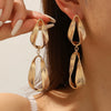 Women's Gold Tone Geometric Water Drop Earrings With Glossy Electroplated Finish And Stainless Steel Ear Posts Wholesale
