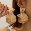Women's Gold Tone Geometric Water Drop Earrings With Glossy Electroplated Finish And Stainless Steel Ear Posts Wholesale