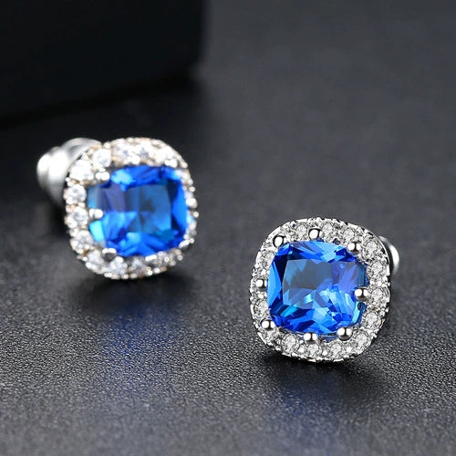 Women's Gold Tone Geometric Zircon Crystal Earrings Electroplated Copper Fashion Jewelry For Wholesale