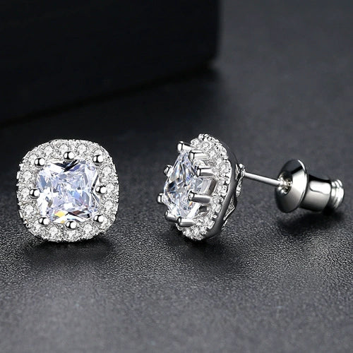 Women's Gold Tone Geometric Zircon Crystal Earrings Electroplated Copper Fashion Jewelry For Wholesale