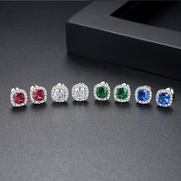 Women's Gold Tone Geometric Zircon Crystal Earrings Electroplated Copper Fashion Jewelry For Wholesale