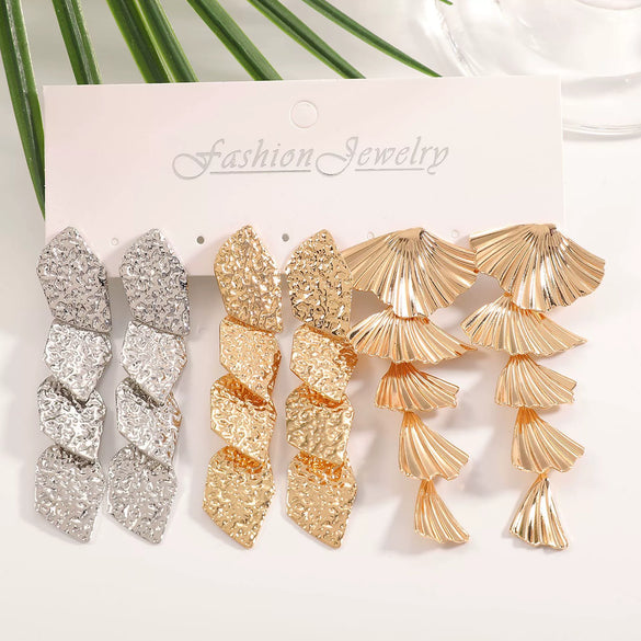 Women's Gold Tone Ginkgo Leaf Tassel Earrings Geometric Floral Statement Jewelry With Stainless Steel Posts And Electroplated Finish