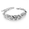 Women's Gold Tone Leaf Pattern Adjustable Bracelet Alloy Electroplated Jewelry With Full Diamond Embellishment