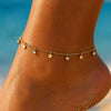 Women's Gold Tone Stainless Steel Anklet With Star And Moon Pendant Delicate Chain Design With Glass Stone Inlay