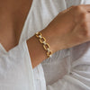 Women's Gold Tone Stainless Steel Geometric Rhinestone Chain Bracelet With Hypoallergenic Plated Finish