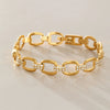 Women's Gold Tone Stainless Steel Geometric Rhinestone Chain Bracelet With Hypoallergenic Plated Finish
