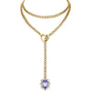 Women's Gold Tone Stainless Steel Heart Slide Chain Necklace Double Layer Adjustable Clavicle Necklace With Electroplated Light Luxury Geometric Design