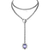 Women's Gold Tone Stainless Steel Heart Slide Chain Necklace Double Layer Adjustable Clavicle Necklace With Electroplated Light Luxury Geometric Design