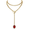 Women's Gold Tone Stainless Steel Heart Slide Chain Necklace Double Layer Adjustable Clavicle Necklace With Electroplated Light Luxury Geometric Design
