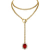 Women's Gold Tone Stainless Steel Heart Slide Chain Necklace Double Layer Adjustable Clavicle Necklace With Electroplated Light Luxury Geometric Design