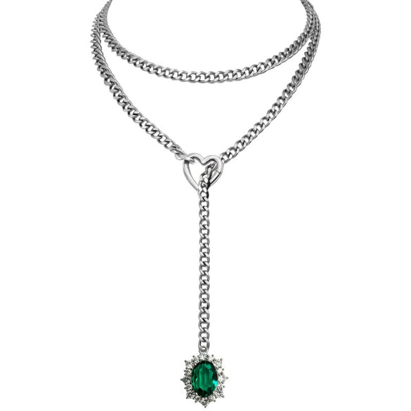 Women's Gold Tone Stainless Steel Heart Slide Chain Necklace Double Layer Adjustable Clavicle Necklace With Electroplated Light Luxury Geometric Design