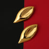 Women's Gold Tone Stainless Steel Leaf Geometric Teardrop Stud Earrings With Polished Electroplated Finish