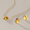 Women's Gold Tone Stainless Steel Necklace And Earrings Set With Titanium Steel Pendant Geometric Hammered Cosmic Design
