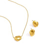 Women's Gold Tone Stainless Steel Necklace And Earrings Set With Titanium Steel Pendant Geometric Hammered Cosmic Design