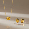 Women's Gold Tone Stainless Steel Necklace And Earrings Set With Titanium Steel Pendant Geometric Hammered Cosmic Design