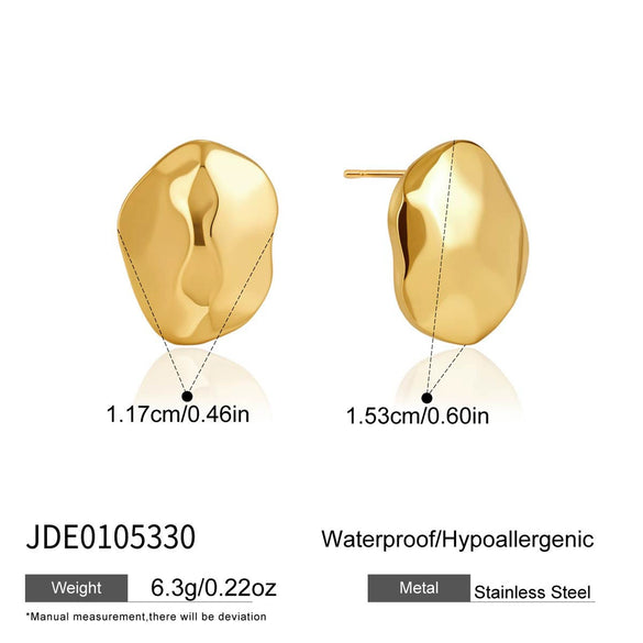 Women's Gold Tone Stainless Steel Necklace And Earrings Set With Titanium Steel Pendant Geometric Hammered Cosmic Design