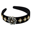 Women’s Gold Velvet Wide Headband With Crystal Flower Design Light Luxury Hair Accessory