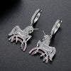 Women's Goldplated Copper Pony Zodiac Earrings With Zircon Inlay And Fashion Animal Design