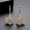 Women's Goldplated Copper Pony Zodiac Earrings With Zircon Inlay And Fashion Animal Design