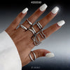 Women's Goldplated Geometric Dome Ring Set Polished Minimalist Stackable Open Rings