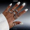 Women's Goldplated Geometric Dome Ring Set Polished Minimalist Stackable Open Rings