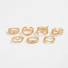 Women's Goldplated Geometric Dome Ring Set Polished Minimalist Stackable Open Rings