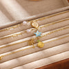 Women's Goldplated Stainless Steel Bracelet With Imitation Pearl Starfish Seashell And Coconut Tree Charms Geometric Design
