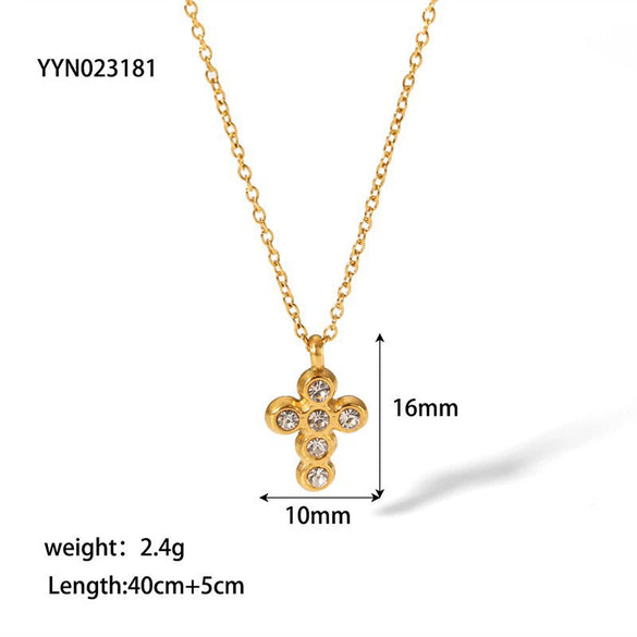 Women's Goldplated Stainless Steel Geometric Heart Necklace And Earring Set With Cubic Zirconia Accents