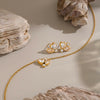 Women's Goldplated Stainless Steel Geometric Heart Necklace And Earring Set With Cubic Zirconia Accents