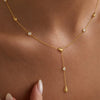 Women's Goldplated Stainless Steel Geometric Teardrop Pendant Yshaped Necklace With Zircon Accents
