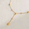 Women's Goldplated Stainless Steel Geometric Teardrop Pendant Yshaped Necklace With Zircon Accents