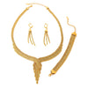 Women's Goldplated Stainless Steel Jewelry Set With Geometric Necklace Bracelet And Earrings For A Simple Trendy Look