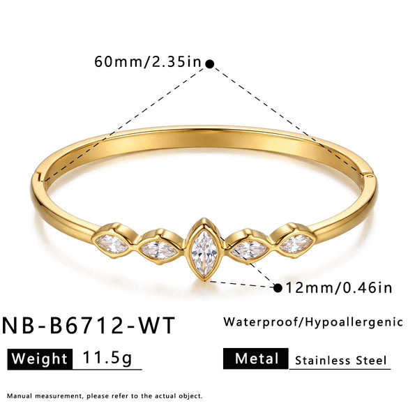 Women's Goldplated Stainless Steel Oval Bangle Bracelet With Simple Design And Colorfast Finish