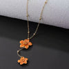 Women's Goldplated Zinc Alloy Frangipani Flower Pendant Necklace Rustic Floral Jewelry Accessory