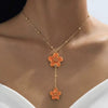 Women's Goldplated Zinc Alloy Frangipani Flower Pendant Necklace Rustic Floral Jewelry Accessory