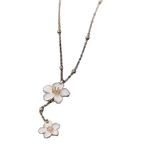 Women's Goldplated Zinc Alloy Frangipani Flower Pendant Necklace Rustic Floral Jewelry Accessory