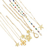 Women's Goldtone Alloy Flower And Star Pendant Necklace With Irregular Tassel Chain Electroplated Layered Design Wholesale