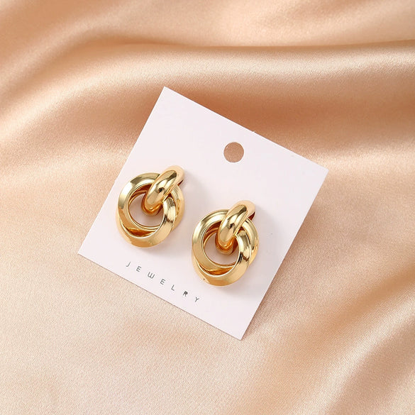 Women's Goldtone Alloy Geometric Earrings Handmade Fashion Jewelry With A Distinctive Statement Style For Wholesale