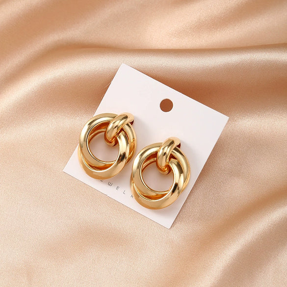 Women's Goldtone Alloy Geometric Earrings Handmade Fashion Jewelry With A Distinctive Statement Style For Wholesale