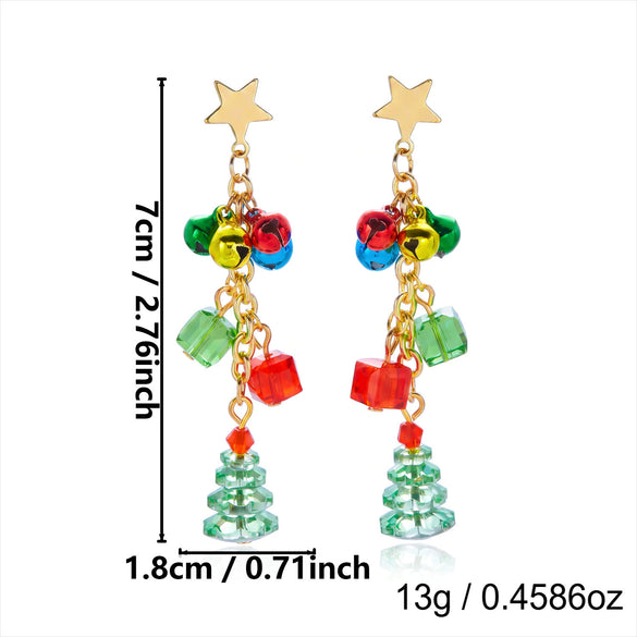 Women's Goldtone Bell Tassel Drop Earrings Electroplated Alloy Botanical Forestinspired Holiday Jewelry