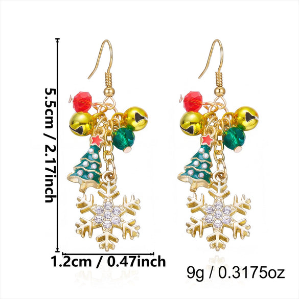Women's Goldtone Bell Tassel Drop Earrings Electroplated Alloy Botanical Forestinspired Holiday Jewelry