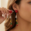 Women's Goldtone Bell Tassel Drop Earrings Electroplated Alloy Botanical Forestinspired Holiday Jewelry