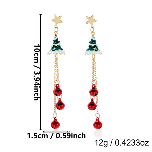 Women's Goldtone Bell Tassel Drop Earrings Electroplated Alloy Botanical Forestinspired Holiday Jewelry