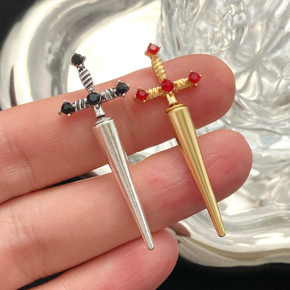 Women's Gothic Dagger Stud Earrings Alloy Geometric Style Electroplated