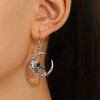 Women's Gothic Dark Alloy Half Skull Crescent Butterfly Distressed Electroplated Earrings