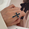 Women's Gothic Dark Cross Alloy Piercing Earrings With Geometric Pattern And Electroplating