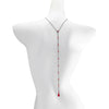 Women's Gothic Red Crystal Beaded Back Body Chain With Teardrop Dripping Tassel Design Electroplated Iron Jewelry